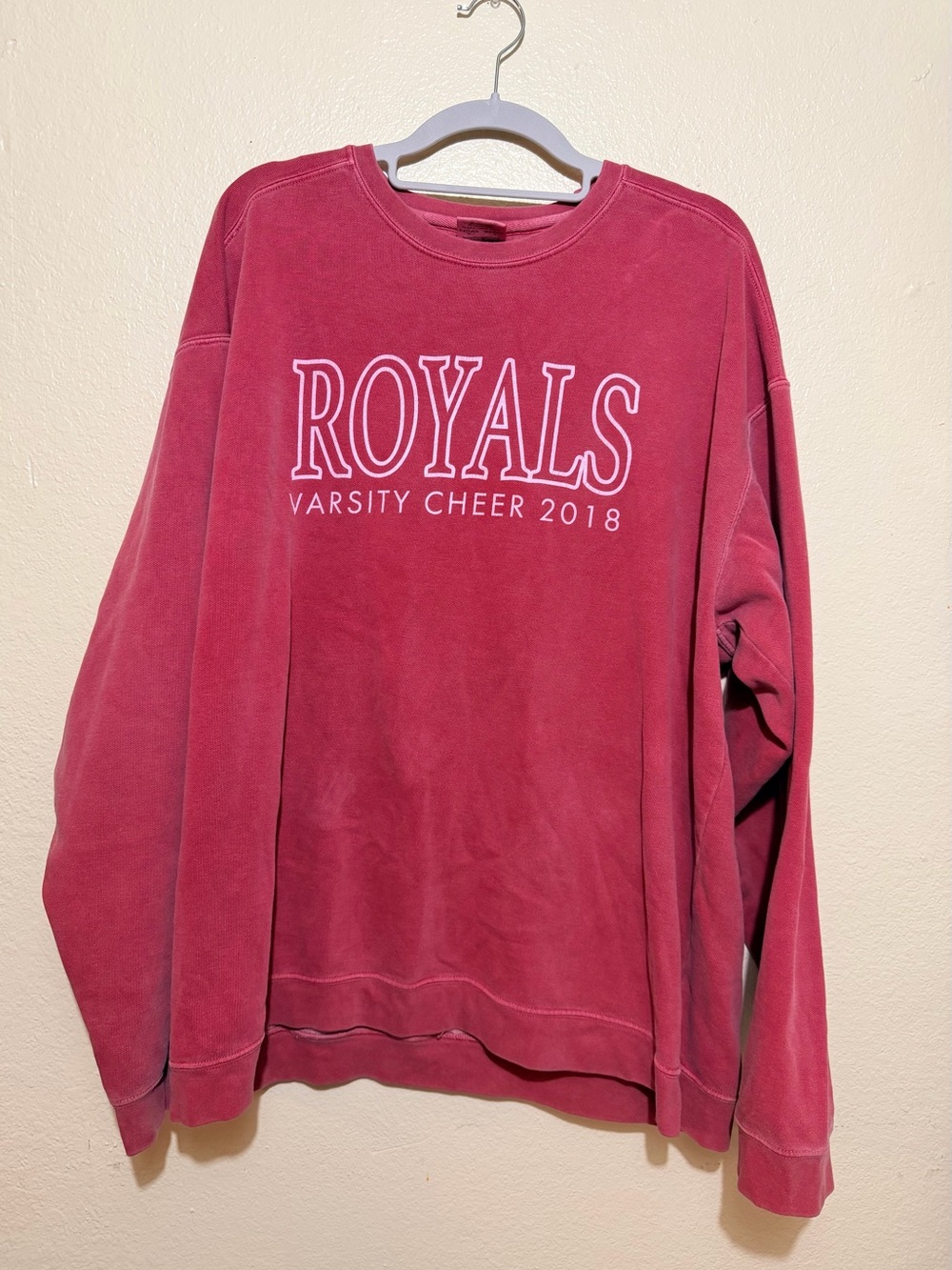 Comfort Colors Royals Varsity Crewneck Sweatshirt - Faded Red Size 2XL